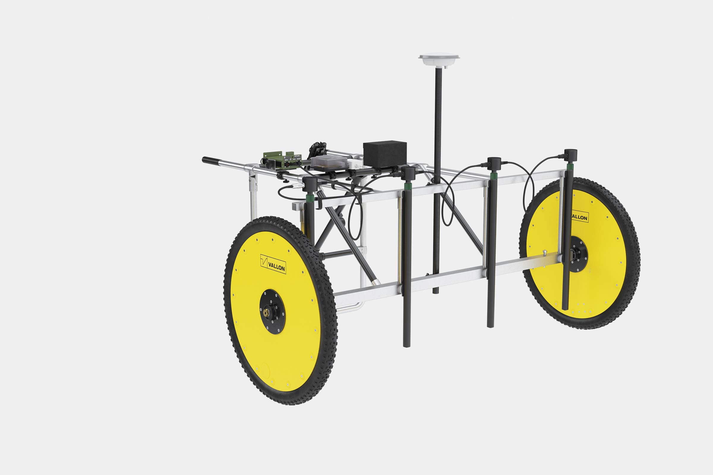 Handcart VXV4 wide – Support of 4 probes at a distance of 50 cm (shown with optional components)